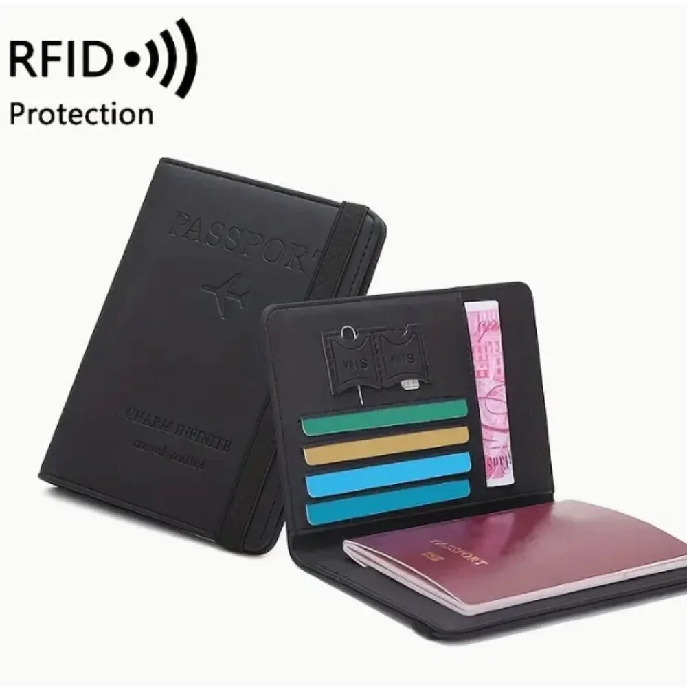 Passport Wallet RFID Protection Black NWT